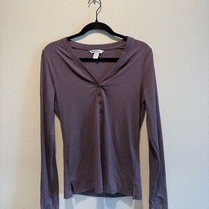 Athleta Long Sleeve Buttoned Top in Purple